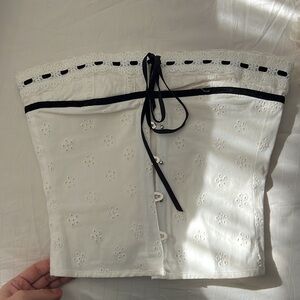 With Jean Eyelet corset Top